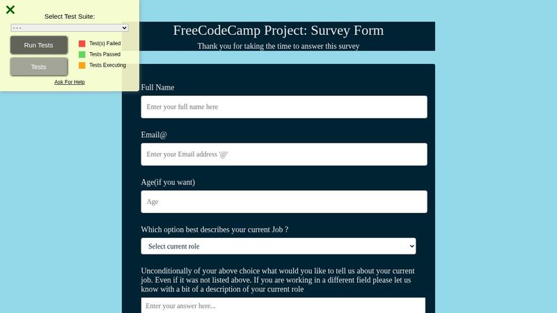 FreeCodeCamp Project: Survey Form