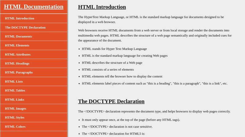 HTML Technical Documentation Page