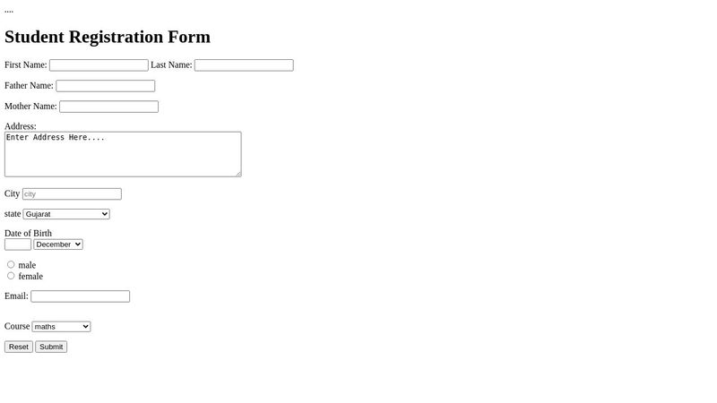student registration form