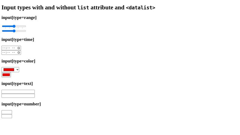 Datalist with different input types
