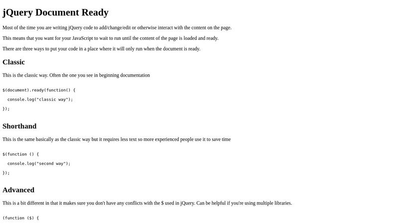 jquery document ready