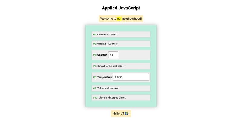 Applied JavaScript Activity