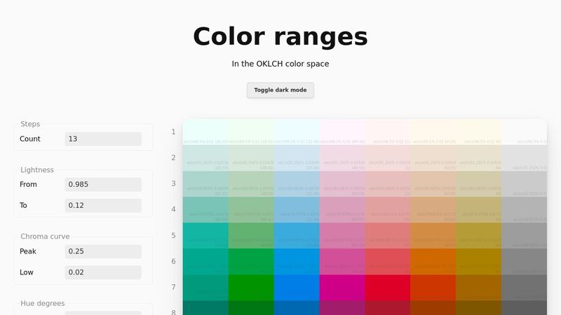 CodePen - OKLCH color spectrum generator
