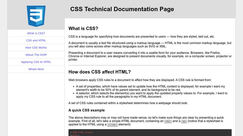 html and css documentation