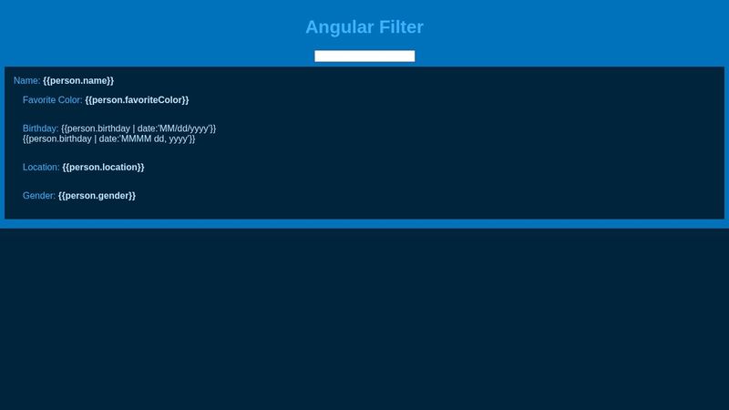 Angular Filter: An AngularJS Hello World App