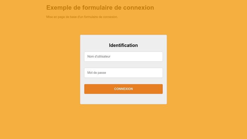 Mise en page de base d'un formulaire de connexion