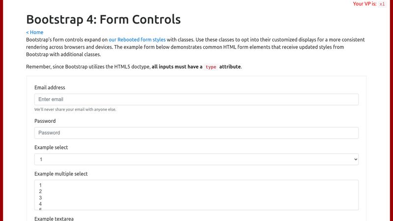 Bootstrap 4: Form Controls