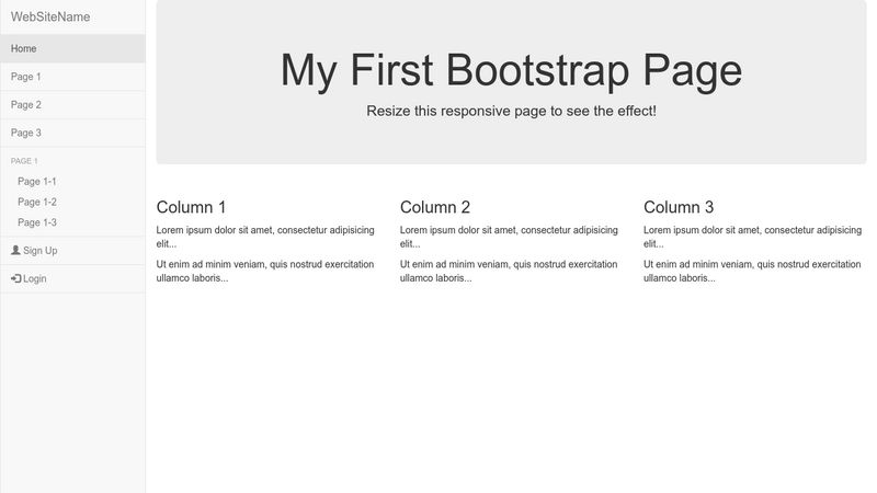 Bootstrap Responsive Side Navbar (Left)