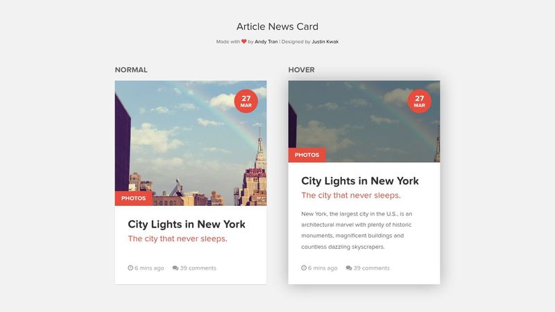 Article News Card - Pure HTML/CSS
