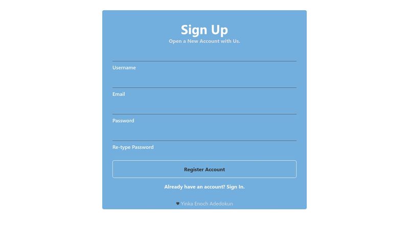 A simple Sign Up page