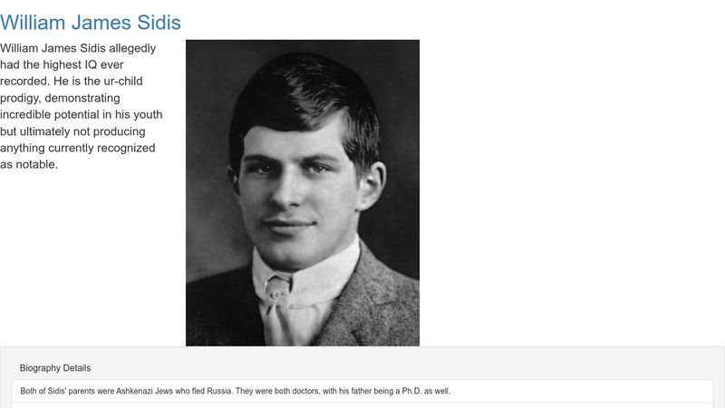 Did mathematician William James Sidis, who has the ever recorded