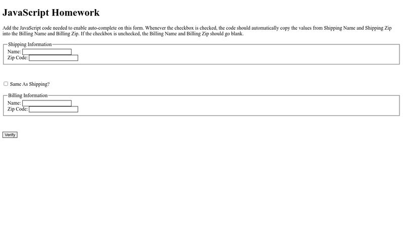 coursera interactivity with javascript week 4 assignment