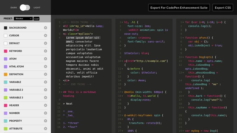 CodePen - CodeMirror Theme Builder