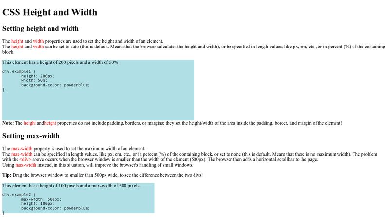 css-height-and-width