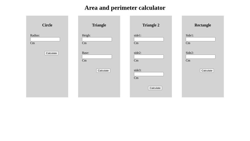 Area and perimeter calculator