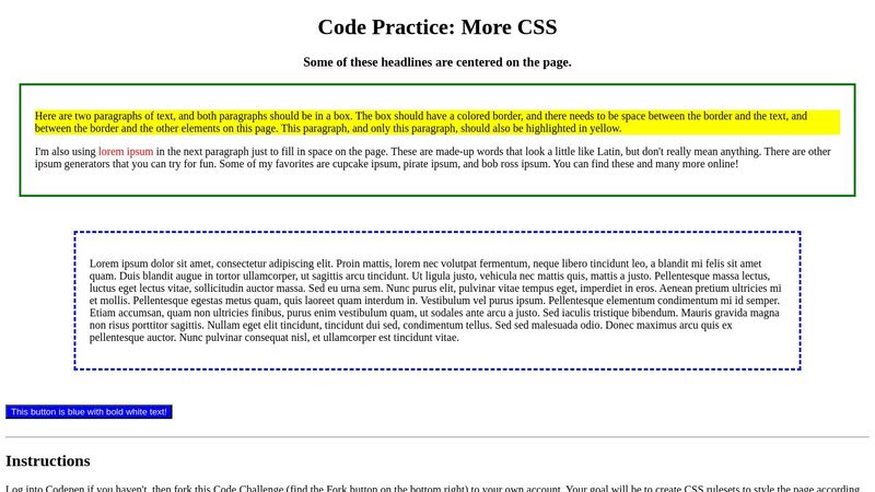 Code Practice: More CSS