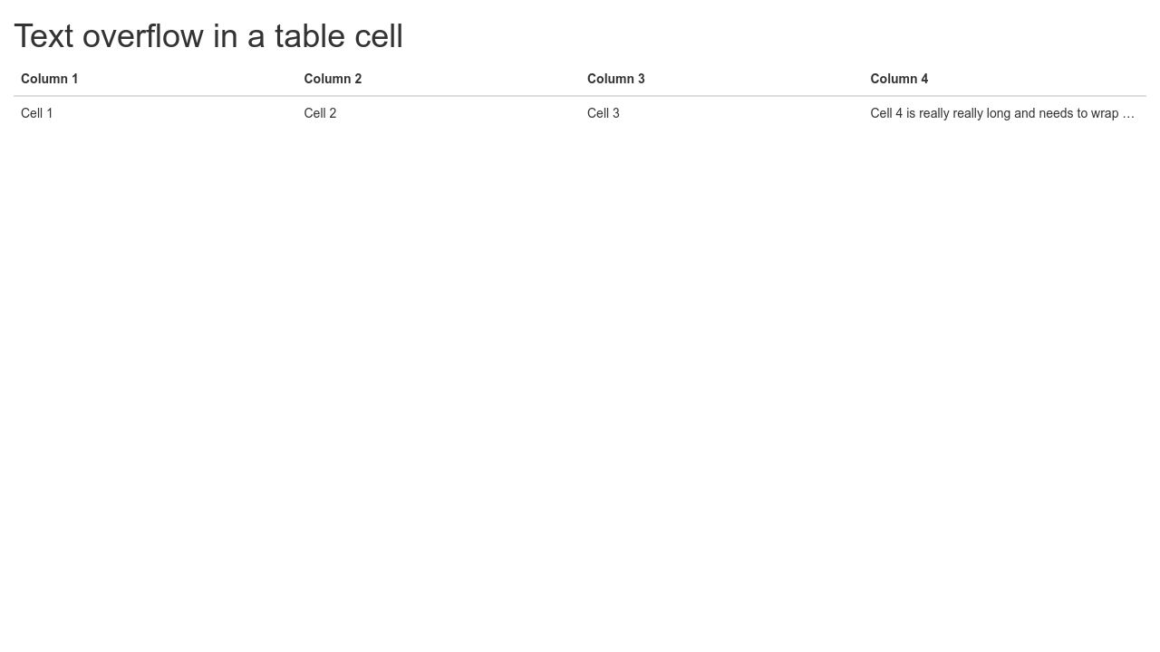 text overflow table cell