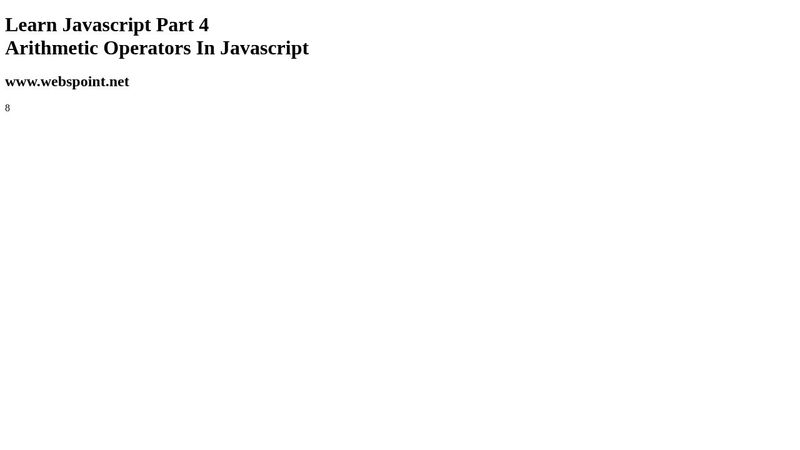 Calculation Of Arithmetic In Javascript
