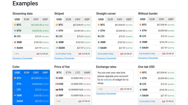 crypto html widget