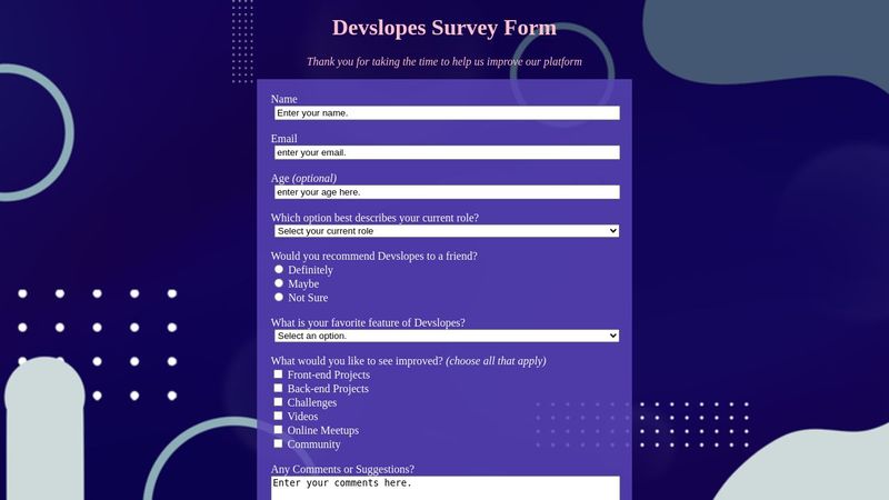 css survey form