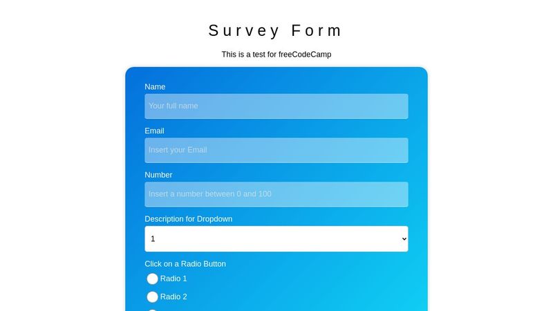 Responsive Web Design: Survey Form - freeCodeCamp