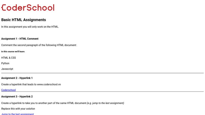 html assignments pdf