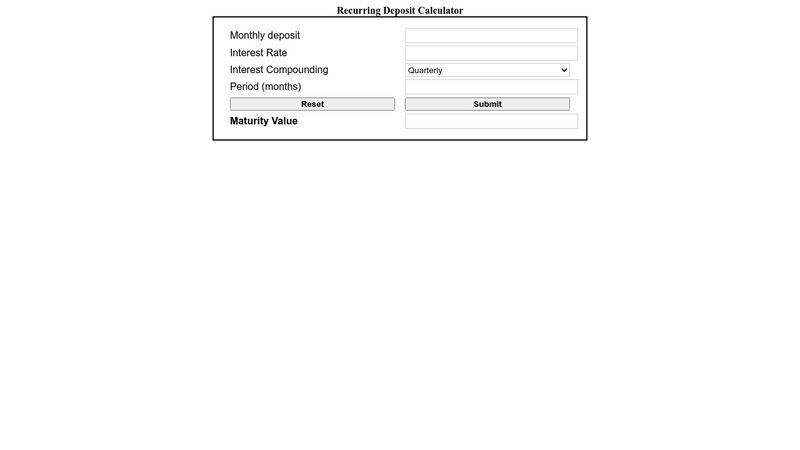 Recurring Deposit Calculator 6115