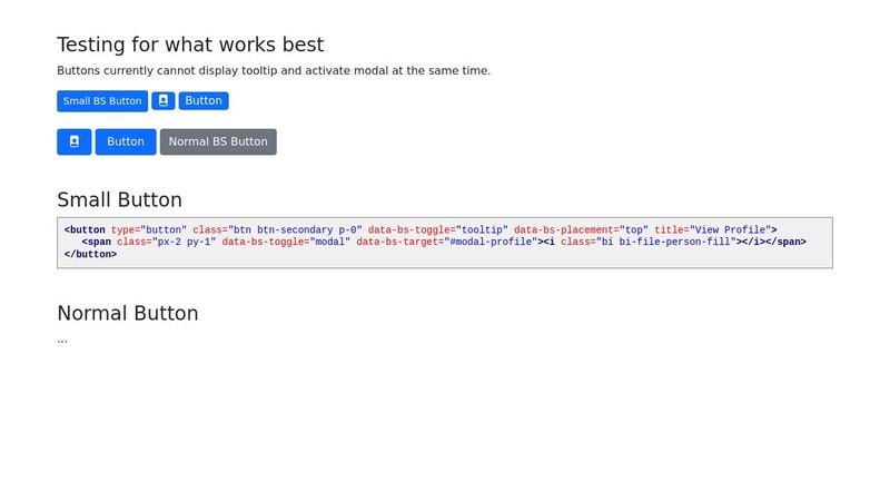 Bootstrap 5 - Buttons with Tooltip & Modal