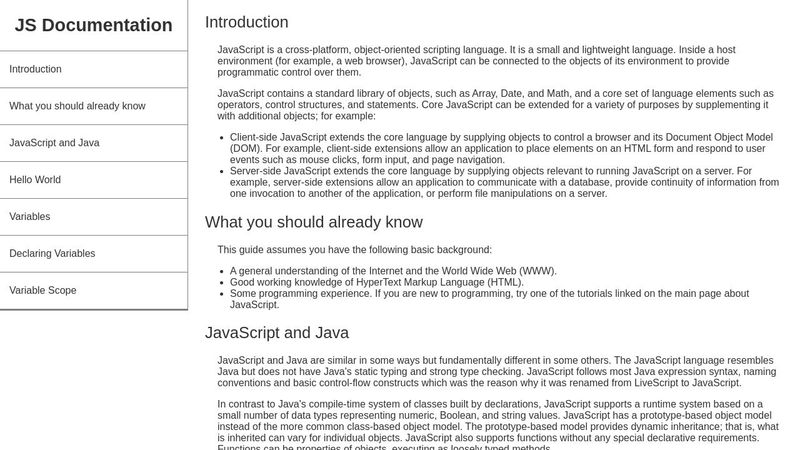 JS Documentation