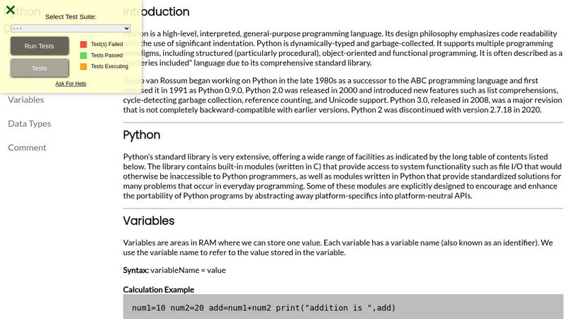 Python Technical Documentation Page