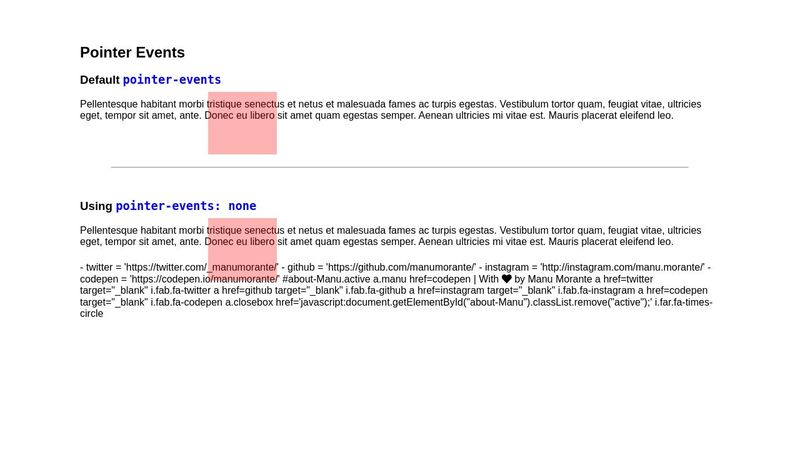 Pointer events CSS