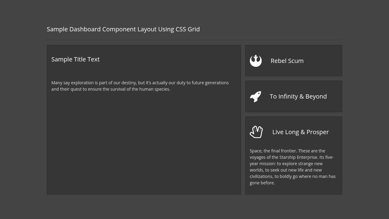 Responsive Dashboard Component Layout using CSS Grid