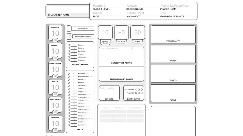 Character Sheet - D&D 5e