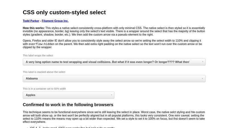 CSS only custom-styled select