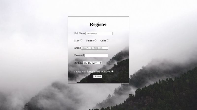 Simple Registration Form Html