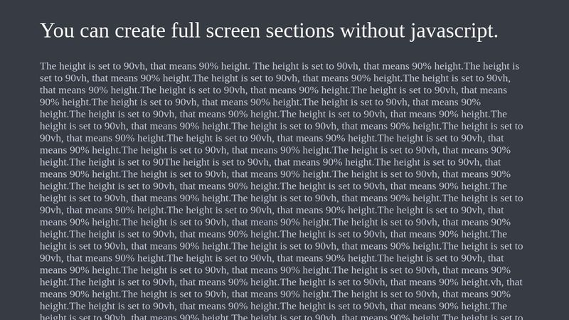 Full screen sections with CSS