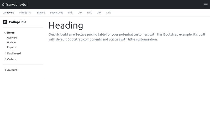 Bootstrap Offcanvas Navbar Example