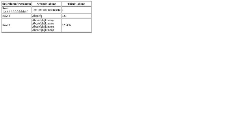 Fixed Size Table fixed-size-table