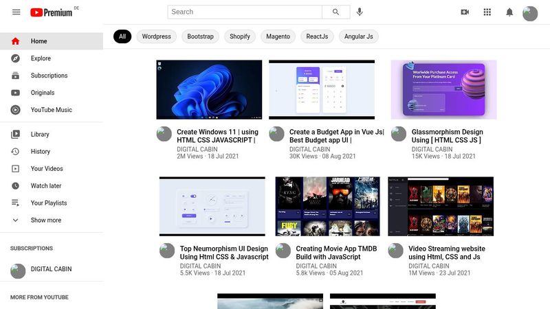Create a YouTube Clone UI with HTML and CSS