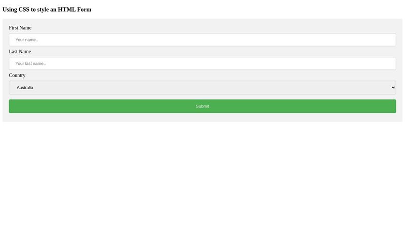 CSS Form styled with CSS
