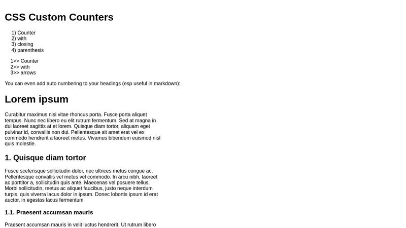 CSS Custom Counters