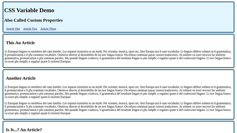 CSS Variables Example