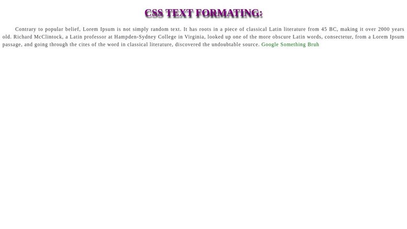 CSS Text Formatting