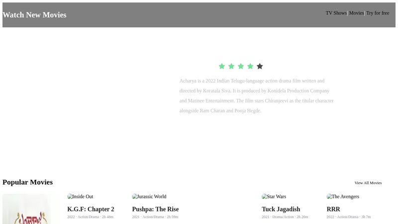 Movie Home page using html and css
