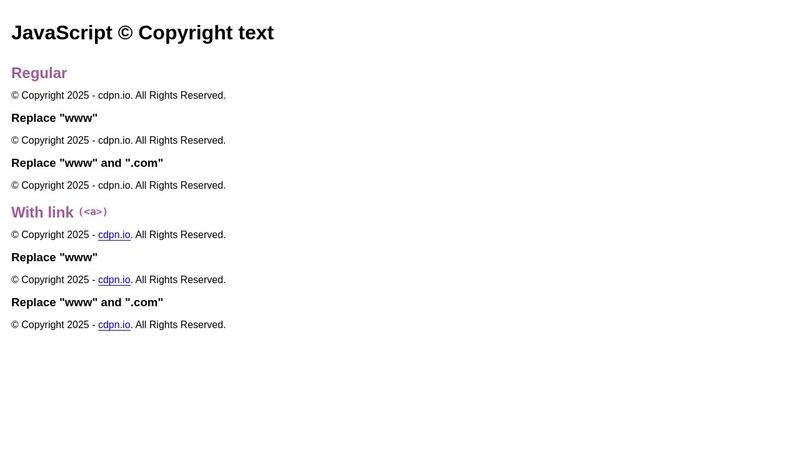 JavaScript © Copyright text Examples