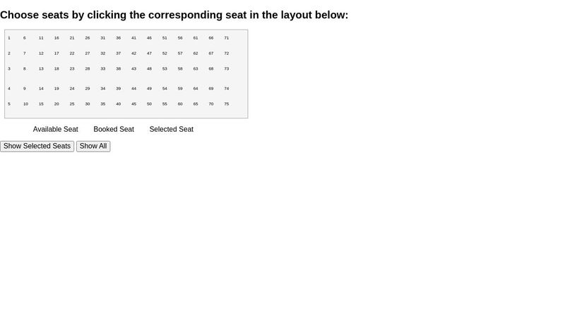 CSS seat booking
