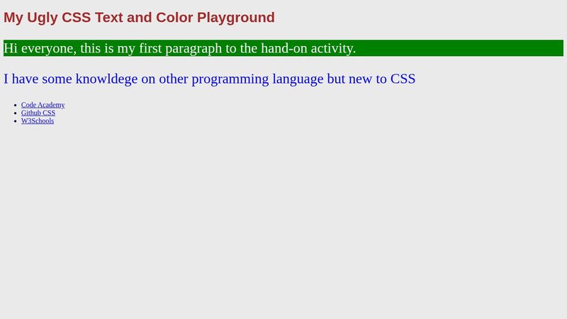 CSS COLOR AND TEXT PRACTICE