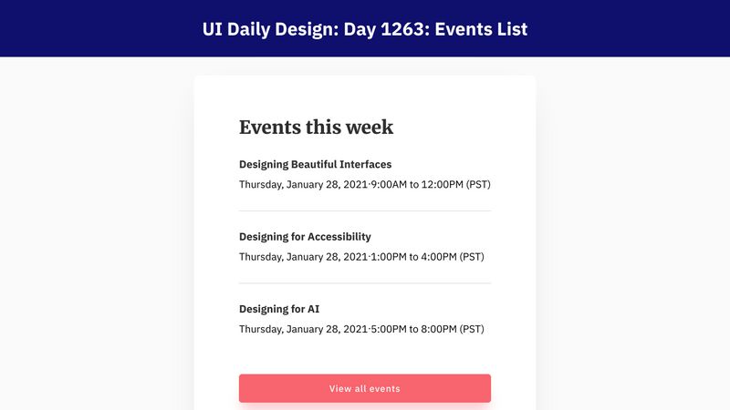 UI Daily Design: Day 1263: Events List