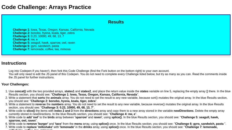 Solution Code Challenge: Arrays Practice