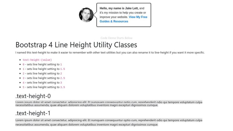Bootstrap 4 Line Height Utility Classes
